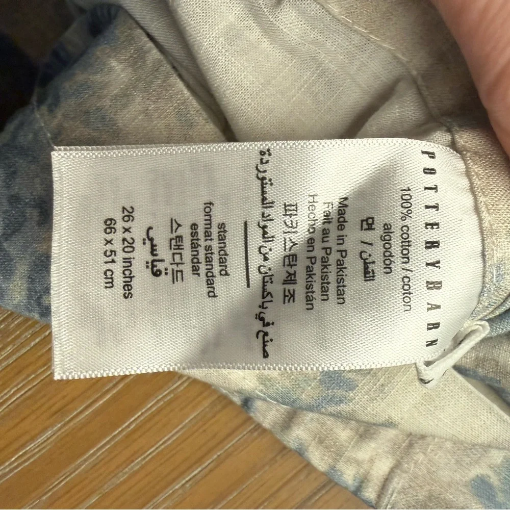 Pottery Barn Blue, Gray and Cream Toile Pillow Shams - Botanical Scene